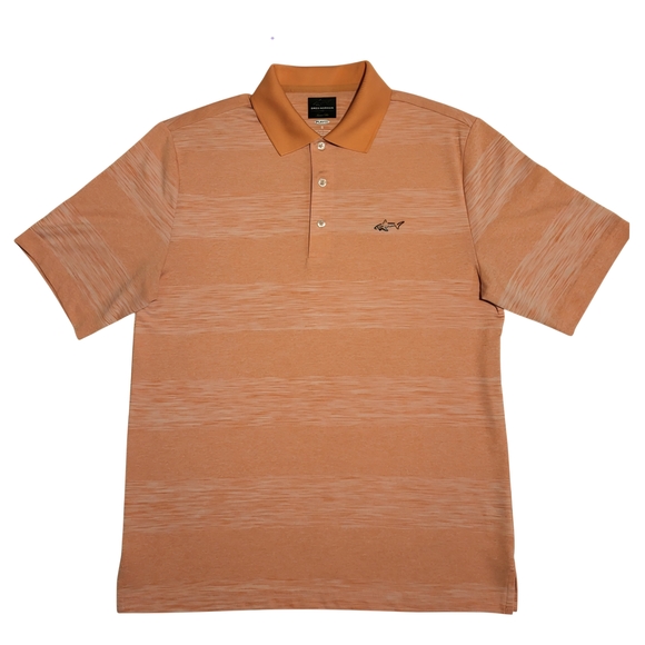(2) Greg Norman for Tasso Elba Play Dry Polo Blue Tangerine Shark Logo Golf - Picture 7 of 11